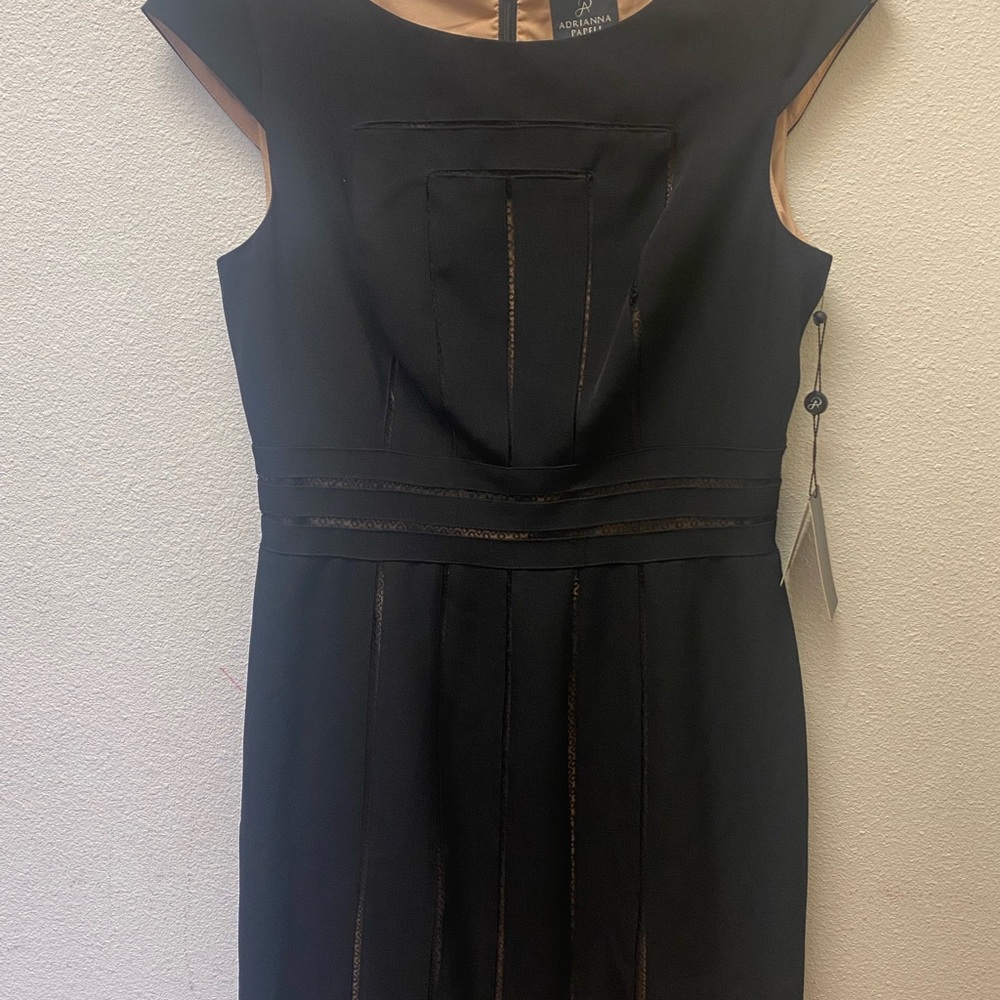 Adrianna Papell Black Cap-Sleeve Sheath Dress size 10 NWT